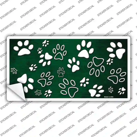 Green White Paw Oil Rubbed Novelty Sticker Decal