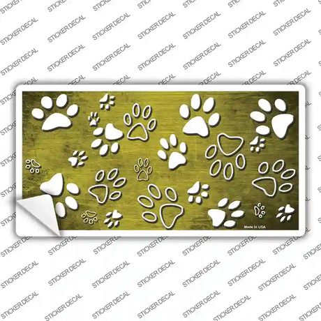 Yellow White Paw Oil Rubbed Novelty Sticker Decal