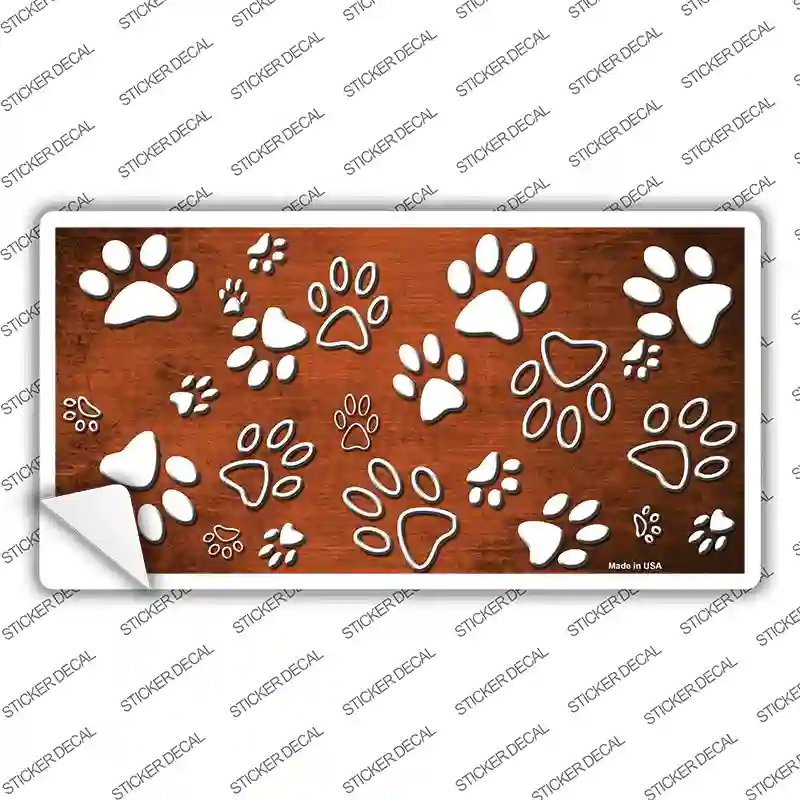 Orange White Paw Oil Rubbed Novelty Sticker Decal
