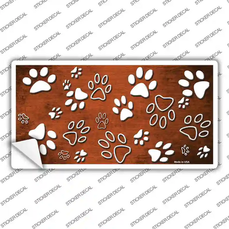 Orange White Paw Oil Rubbed Novelty Sticker Decal