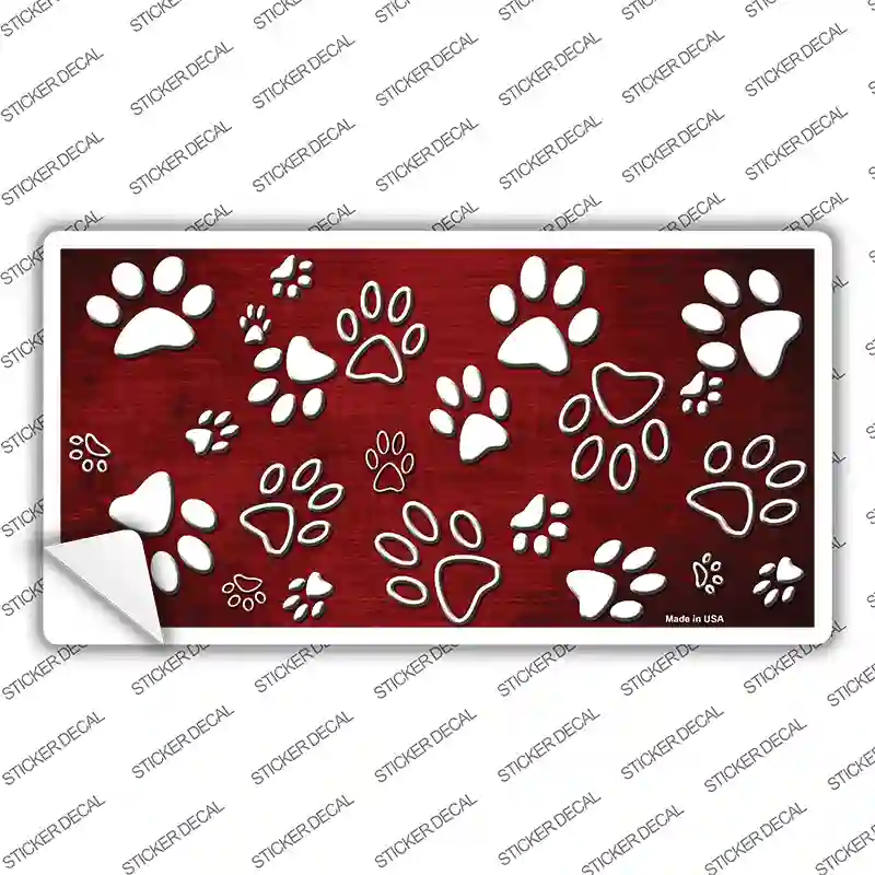 Red White Paw Oil Rubbed Novelty Sticker Decal