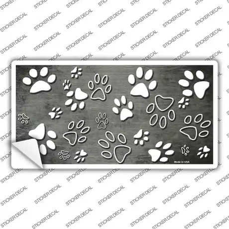 Gray White Paw Oil Rubbed Novelty Sticker Decal