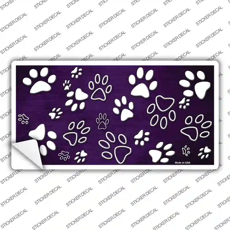 Purple White Paw Oil Rubbed Novelty Sticker Decal