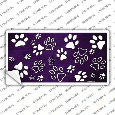 Purple White Paw Oil Rubbed Novelty Sticker Decal