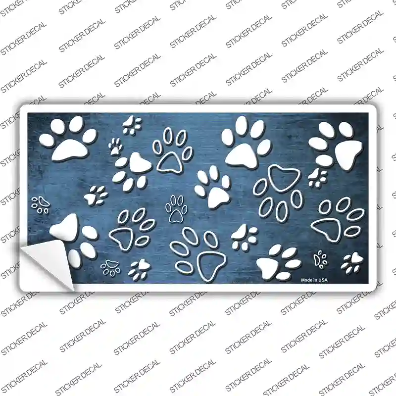 Light Blue White Paw Oil Rubbed Novelty Sticker Decal