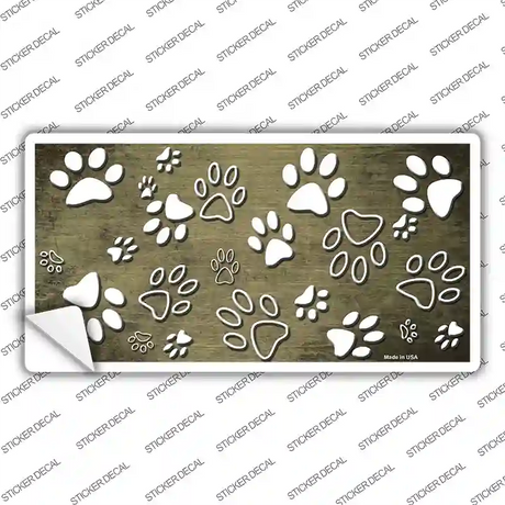 Gold White Paw Oil Rubbed Novelty Sticker Decal