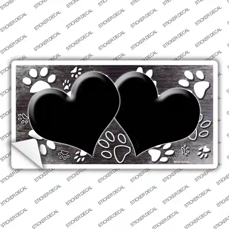 Paw Heart Black White Novelty Sticker Decal