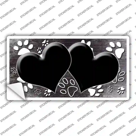 Paw Heart Black White Novelty Sticker Decal