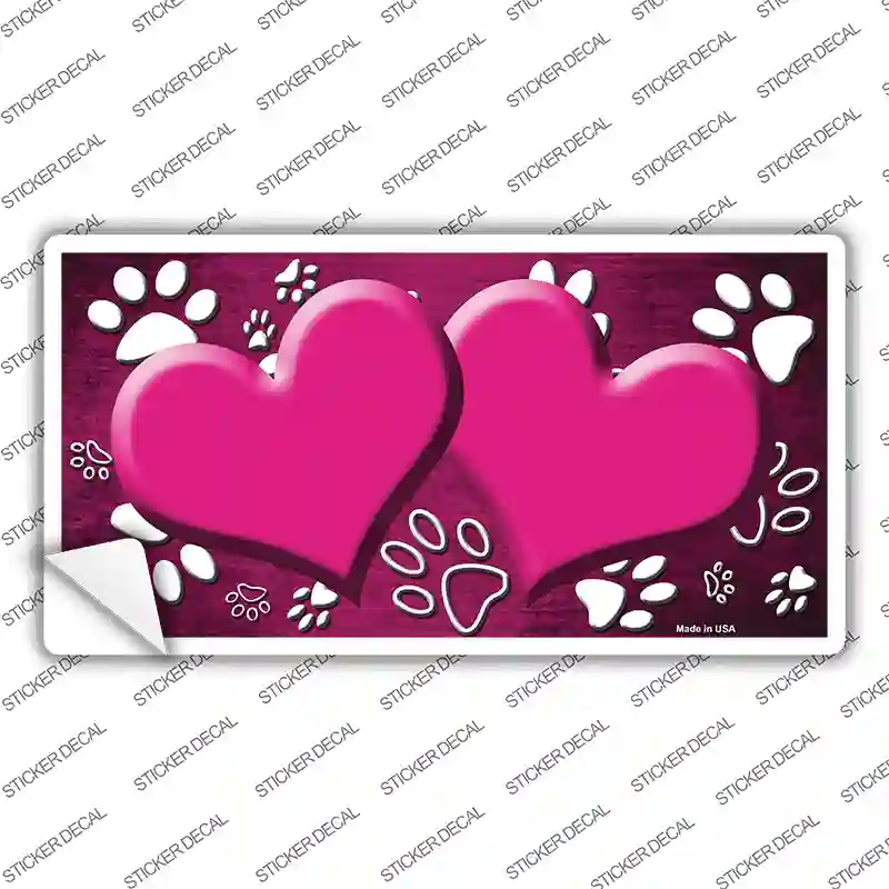 Paw Heart Pink White Novelty Sticker Decal