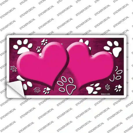 Paw Heart Pink White Novelty Sticker Decal