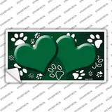 Paw Heart Green White Novelty Sticker Decal