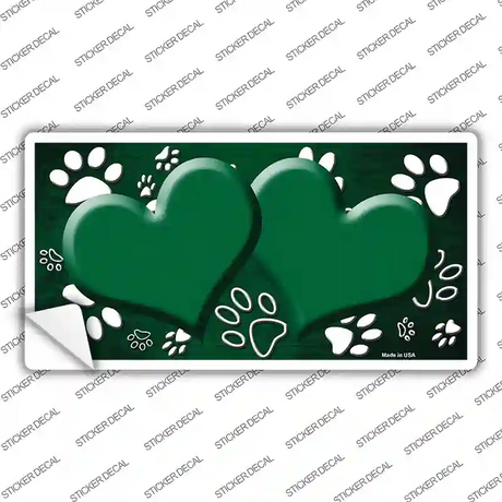 Paw Heart Green White Novelty Sticker Decal