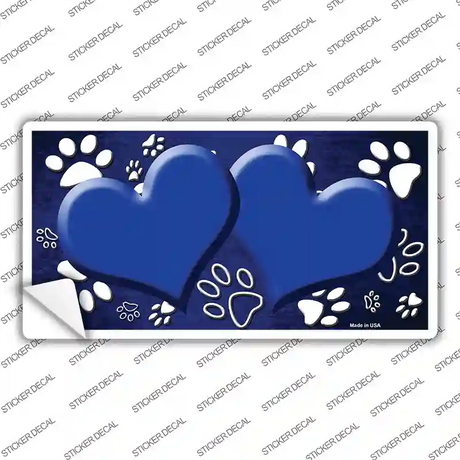 Paw Heart Blue White Novelty Sticker Decal