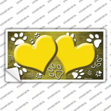 Paw Heart Yellow White Novelty Sticker Decal