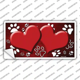 Paw Heart Red White Novelty Sticker Decal