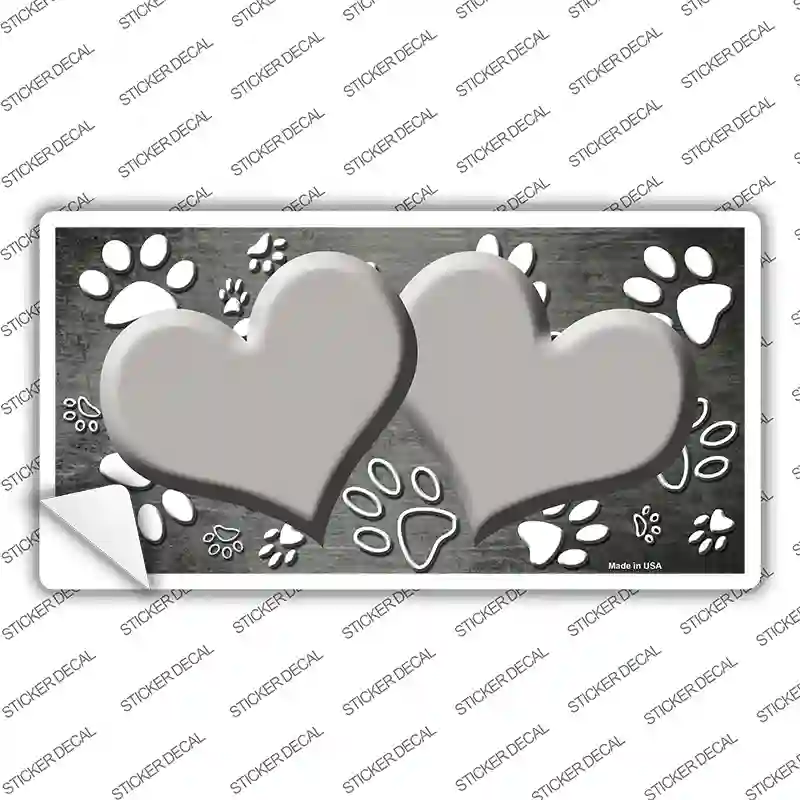 Paw Heart Gray White Novelty Sticker Decal