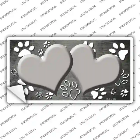 Paw Heart Gray White Novelty Sticker Decal