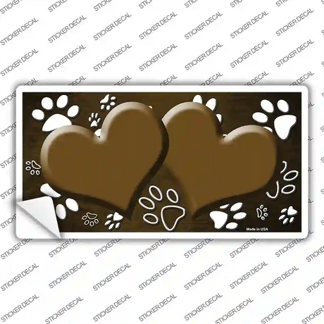Paw Heart Brown White Novelty Sticker Decal
