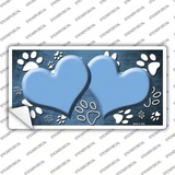 Paw Heart Light Blue White Novelty Sticker Decal