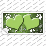 Paw Heart Lime Green White Novelty Sticker Decal