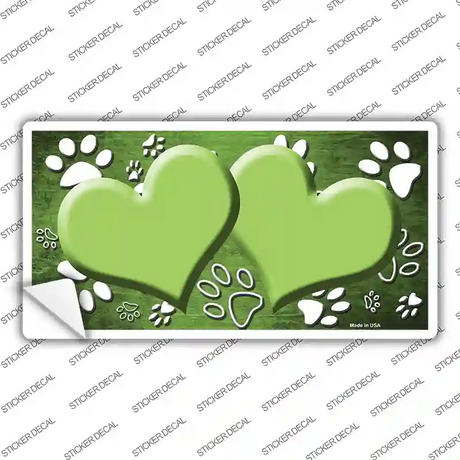 Paw Heart Lime Green White Novelty Sticker Decal