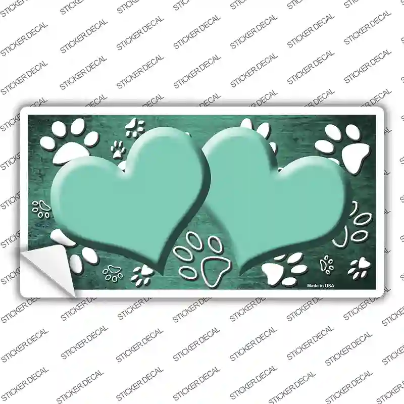 Paw Heart Mint White Novelty Sticker Decal
