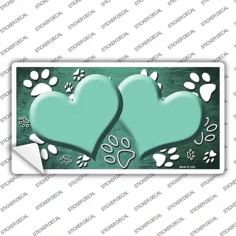 Paw Heart Mint White Novelty Sticker Decal