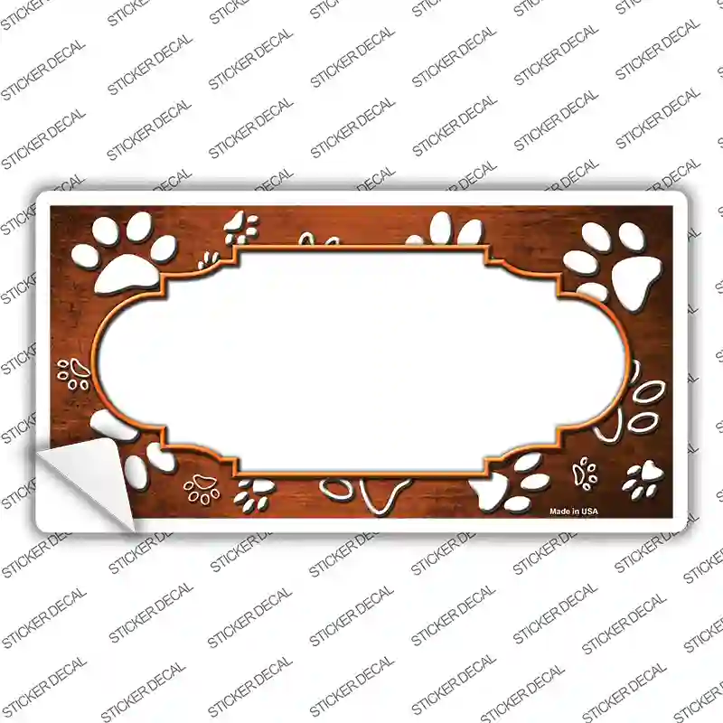 Paw Scallop Orange White Novelty Sticker Decal