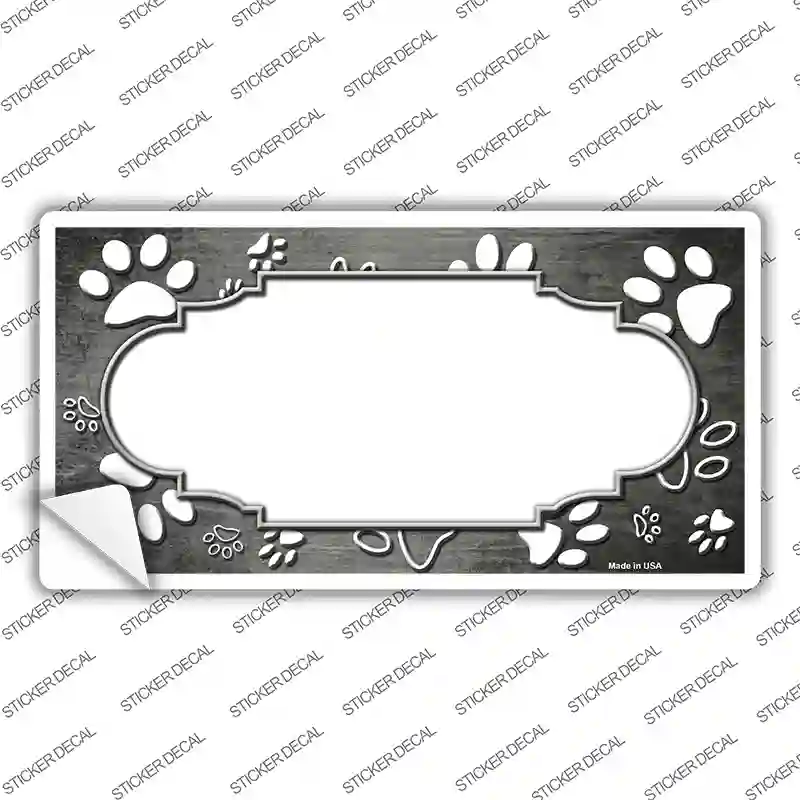 Paw Scallop Gray White Novelty Sticker Decal