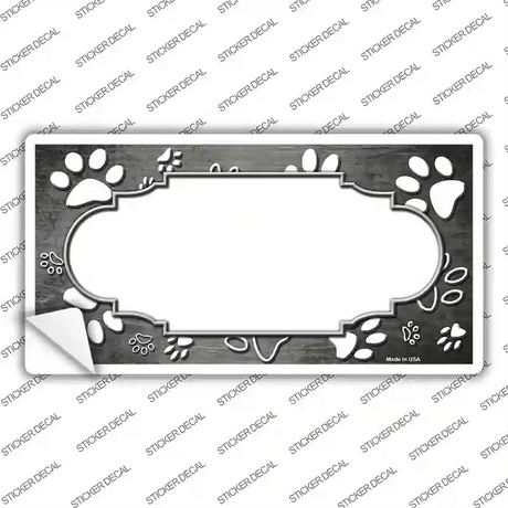 Paw Scallop Gray White Novelty Sticker Decal