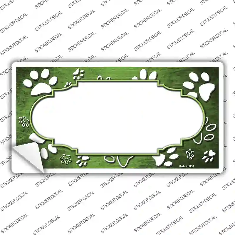 Paw Scallop Lime Green White Novelty Sticker Decal