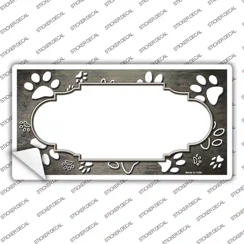 Paw Scallop Tan White Novelty Sticker Decal