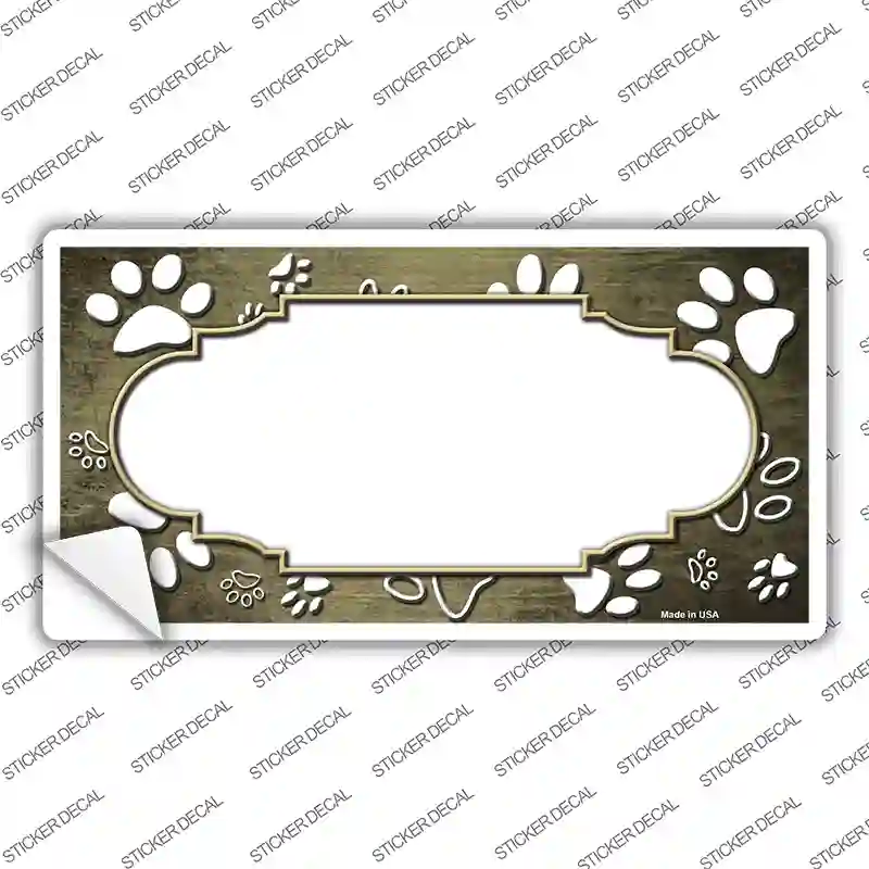 Paw Scallop Gold White Novelty Sticker Decal