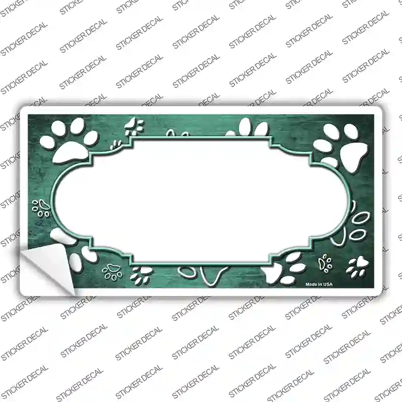Paw Scallop Mint White Novelty Sticker Decal