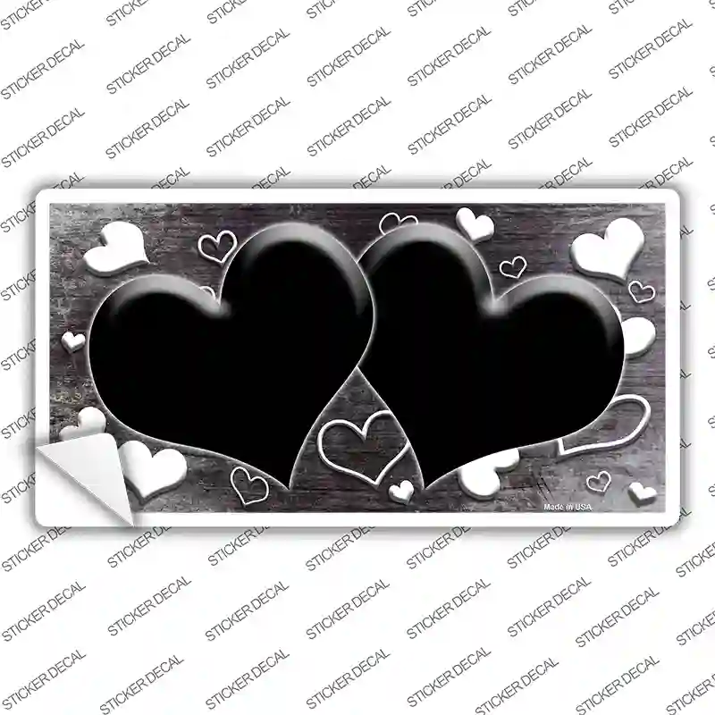 Black White Love Hearts Oil Rubbed Novelty Sticker Decal