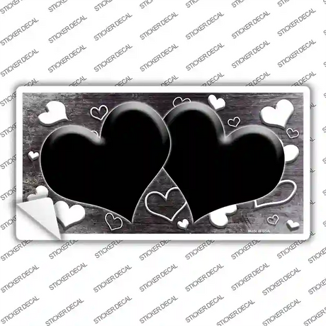 Black White Love Hearts Oil Rubbed Novelty Sticker Decal