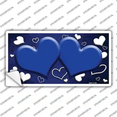 Blue White Love Hearts Oil Rubbed Novelty Sticker Decal