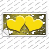 Yellow White Love Hearts Oil Rubbed Novelty Sticker Decal