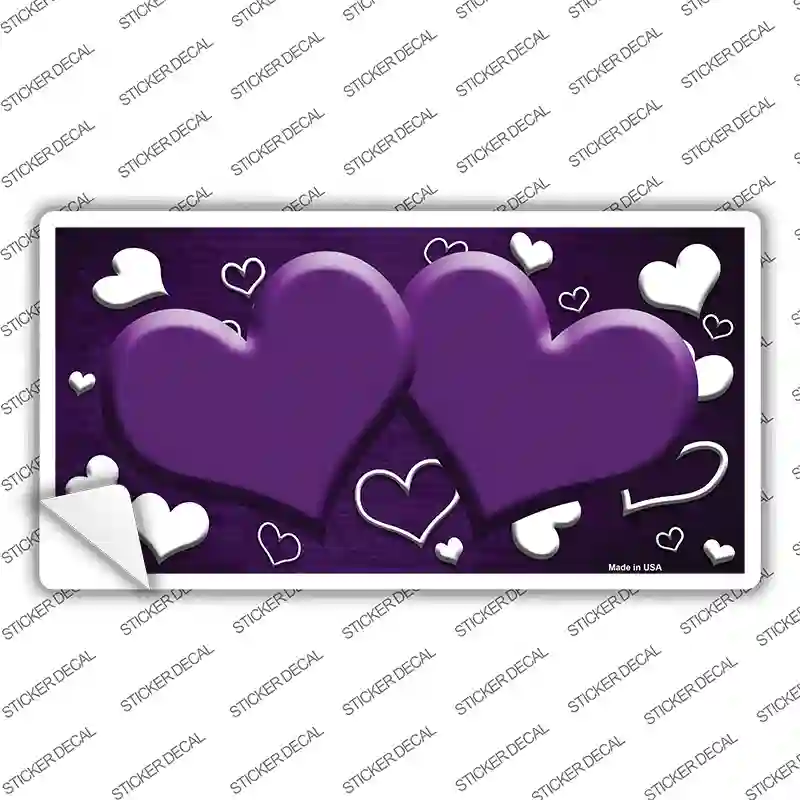 Purple White Love Hearts Oil Rubbed Novelty Sticker Decal
