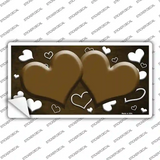 Brown White Love Hearts Oil Rubbed Novelty Sticker Decal