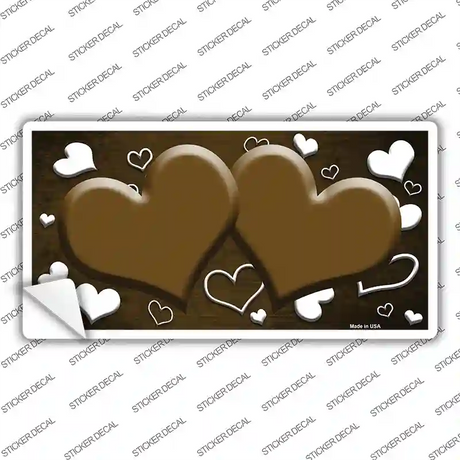 Brown White Love Hearts Oil Rubbed Novelty Sticker Decal