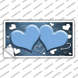 Light Blue White Love Hearts Oil Rubbed Novelty Sticker Decal