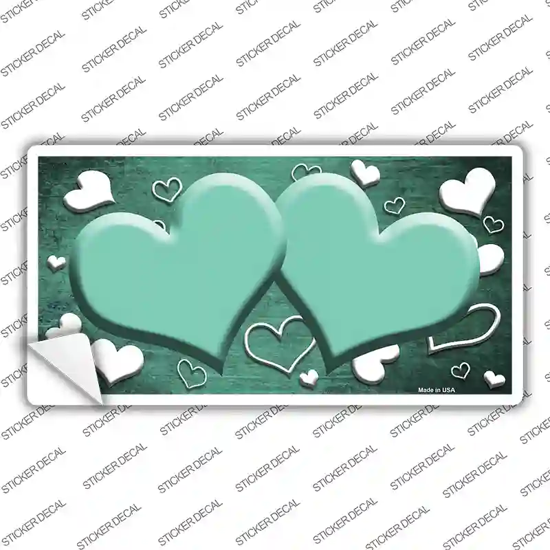 Mint White Love Hearts Oil Rubbed Novelty Sticker Decal