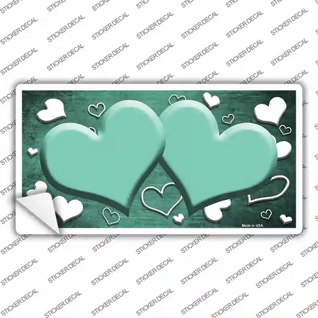 Mint White Love Hearts Oil Rubbed Novelty Sticker Decal