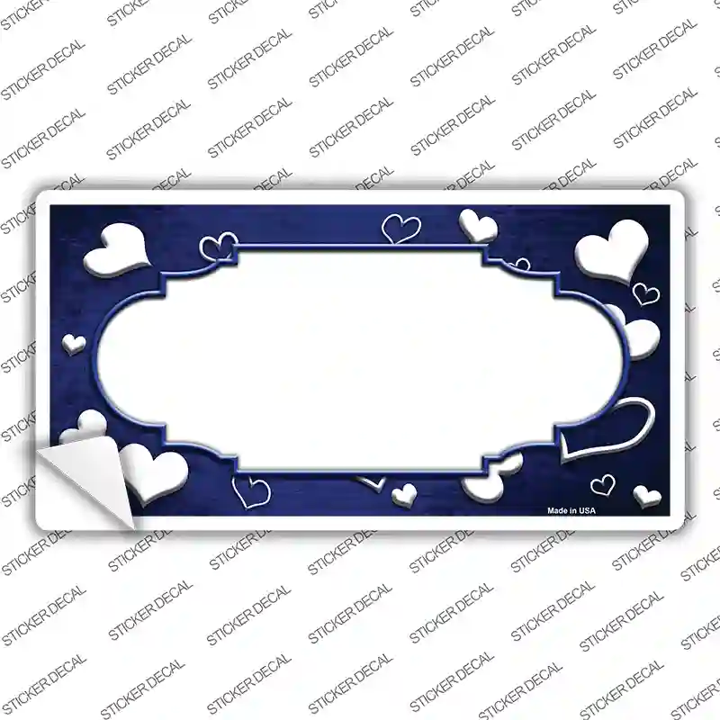 Blue White Love Scallop Oil Rubbed Novelty Sticker Decal