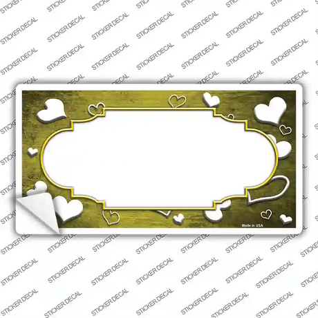 Yellow White Love Scallop Oil Rubbed Novelty Sticker Decal