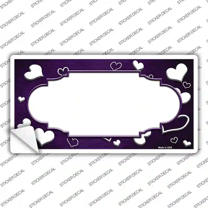 Purple White Love Scallop Oil Rubbed Novelty Sticker Decal