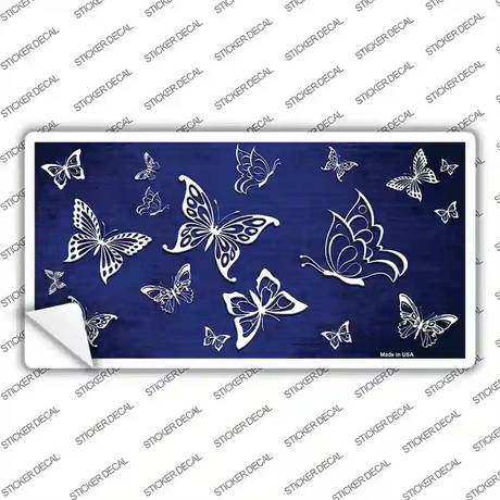 Blue White Butterfly Oil Rubbed Novelty Sticker Decal