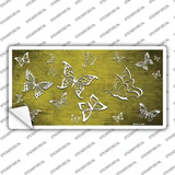 Yellow White Butterfly Oil Rubbed Novelty Sticker Decal