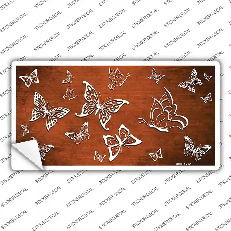 Orange White Butterfly Oil Rubbed Novelty Sticker Decal